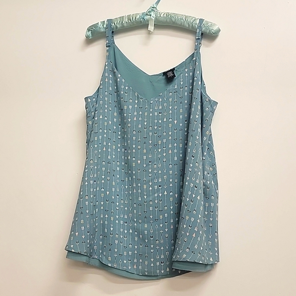 Sophie Challis Double Layer Swing Cami NWT 1X Turquoise Arrows